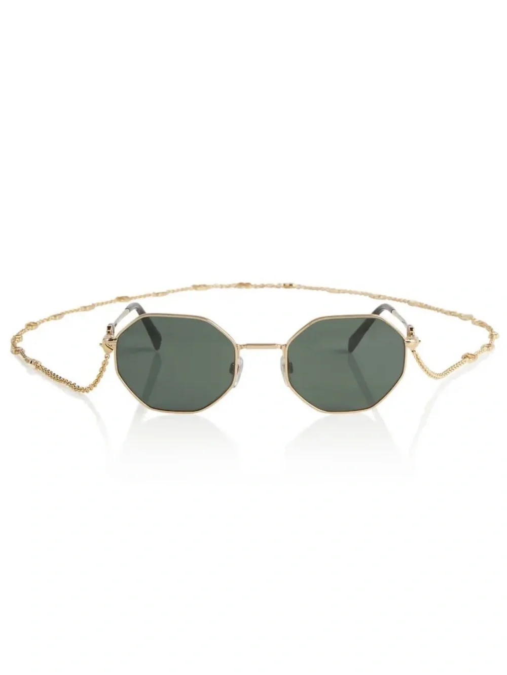 Valentino Garavani Octagonal Metal Sunglasses with a gold Vlogo chain